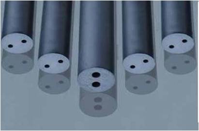 Tungsten carbide sintered rods with two straight coolant hole